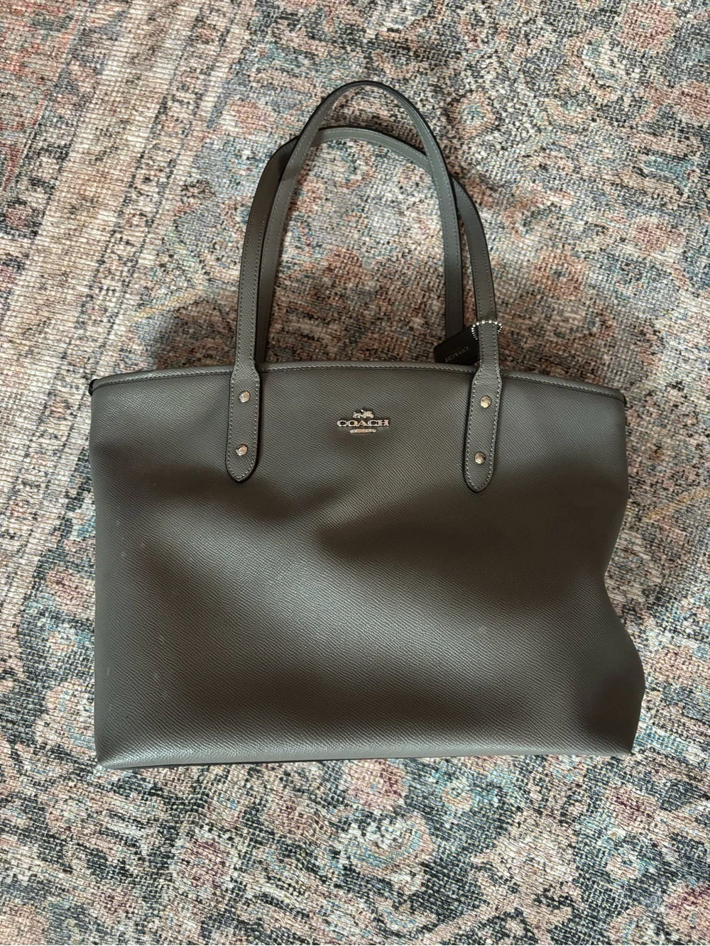 Coach City Zip Top Toe Pebbled Leather in Gray